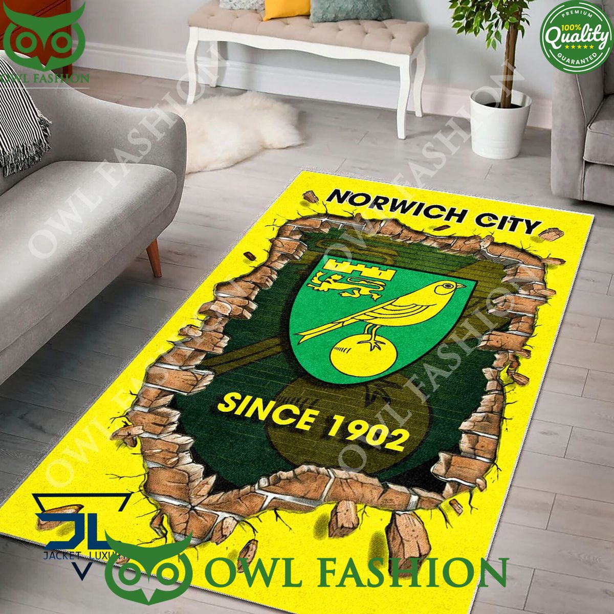 Football Norwich City FC 1902 EPL Living Room Rug Carpet