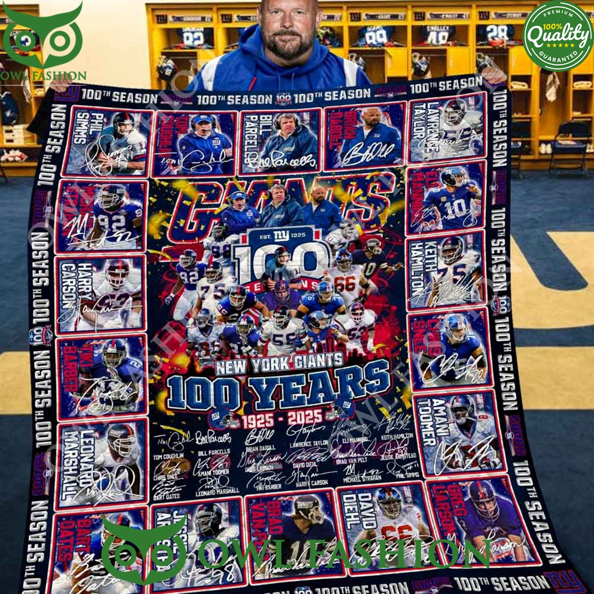 Football The New York Giants 100th Anniversary 1925 2025 Quilt Fleece Blanket