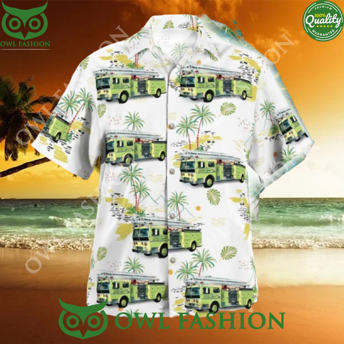 Fort Lauderdale Florida Fire Rescue Engine 9S 1976 Ward Lafrance Hawaiian Shirt 2024