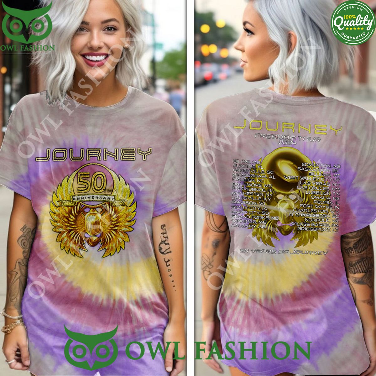 Freedom tour 2024 Journey Rock band 50 year of Journey 3D T Shirt