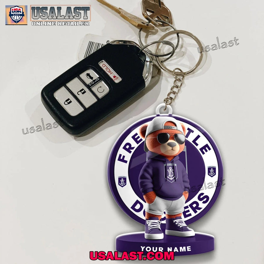 Fremantle Football Club Teddy Bear Custom Keychain
