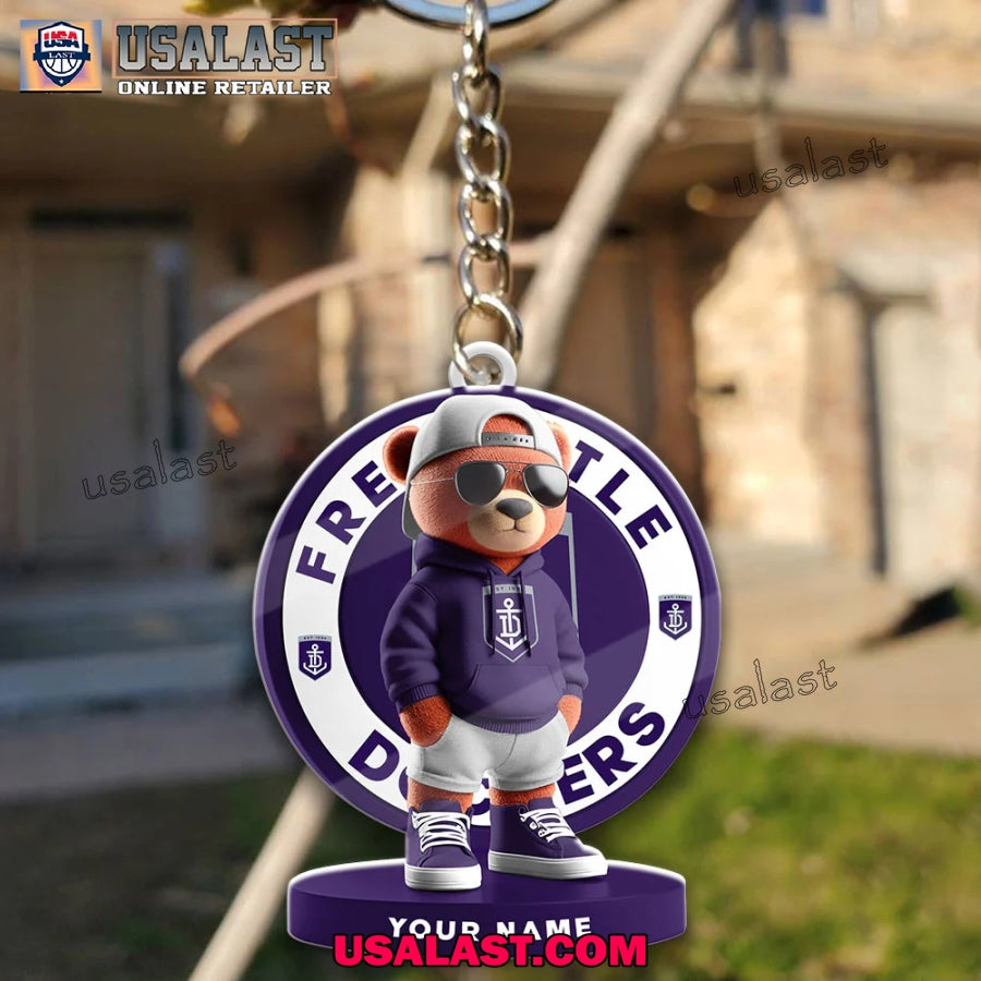 Fremantle Football Club Teddy Bear Custom Keychain