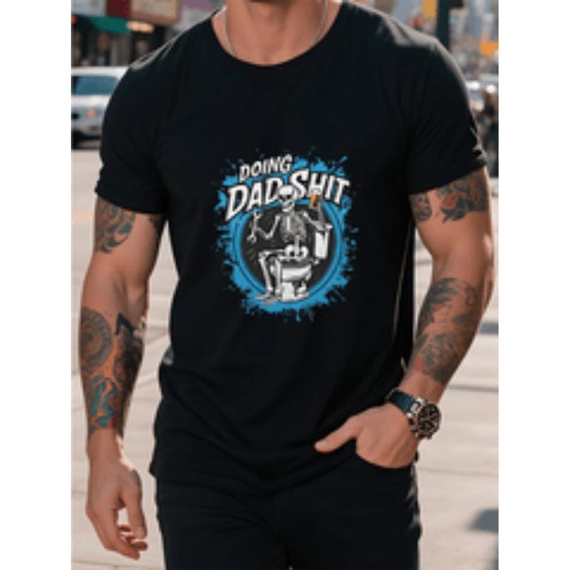 funny doing dad skeleton graphic mens Lightsaber brand shirt 220 cotton with humorous regular fit short sleeve shirt for...