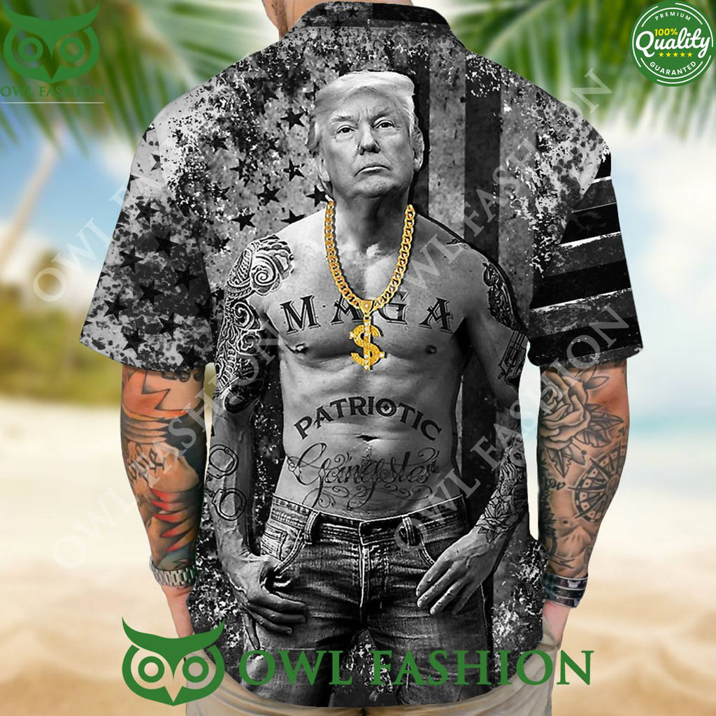 Funny Donald Trump Gangters Black and White Hawaii Shirt