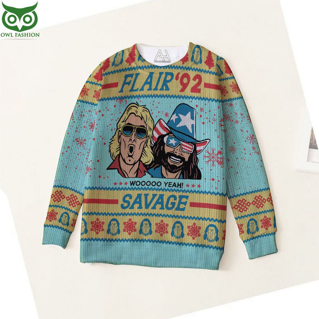 Funny RIC Flair 92 Savage Woo Ugly Sweater Jumpers