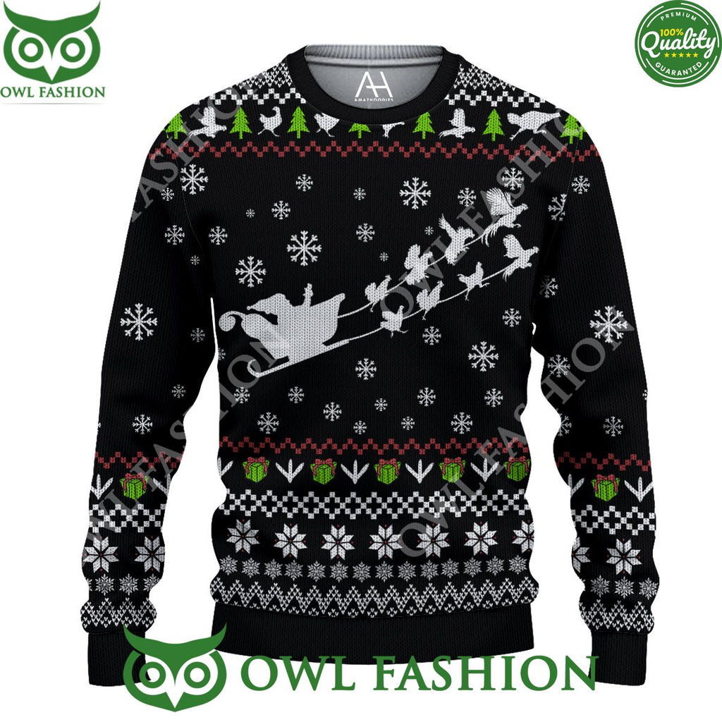 Funny Rooster Santa Christmas Premium Ugly Sweater
