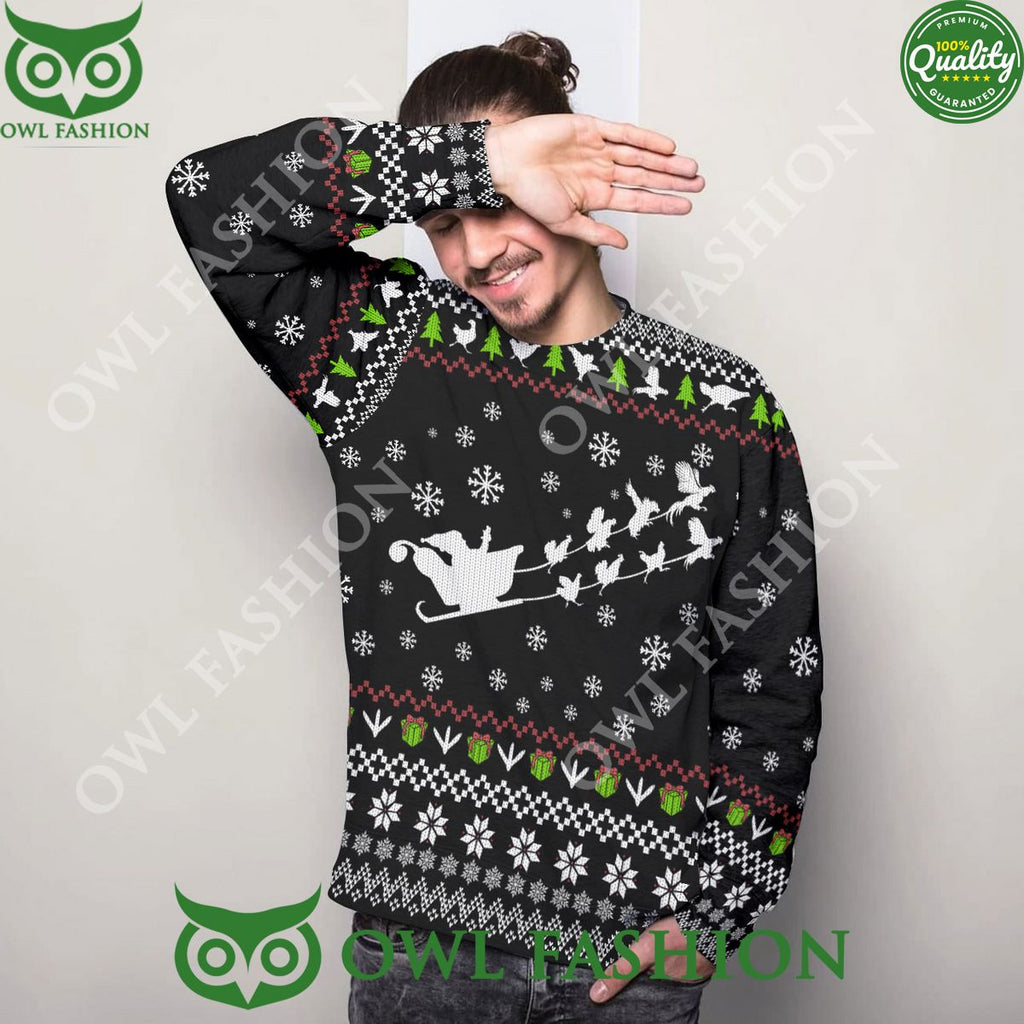Funny Rooster Santa Christmas Premium Ugly Sweater