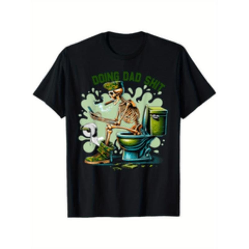 funny skeleton design doing dad humor Lightsaber brand shirt black with regular fit short sleeve round neck casual tee...