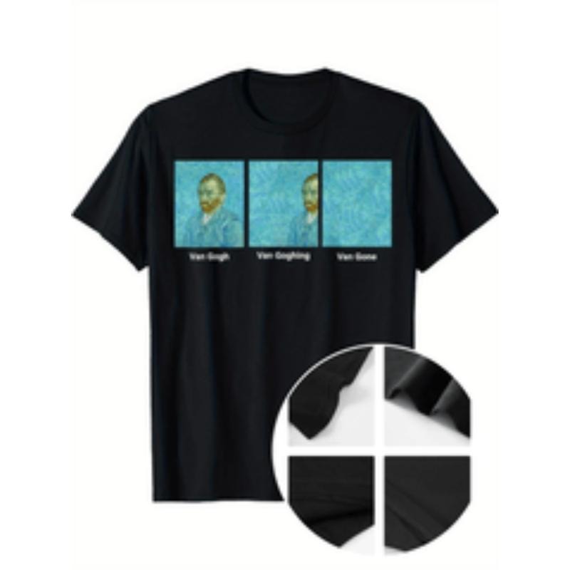 funny van gogh van going van Straw hat pirates tee mens black cotton shirt for art Gunpla brand humor fans black Hoodie,...
