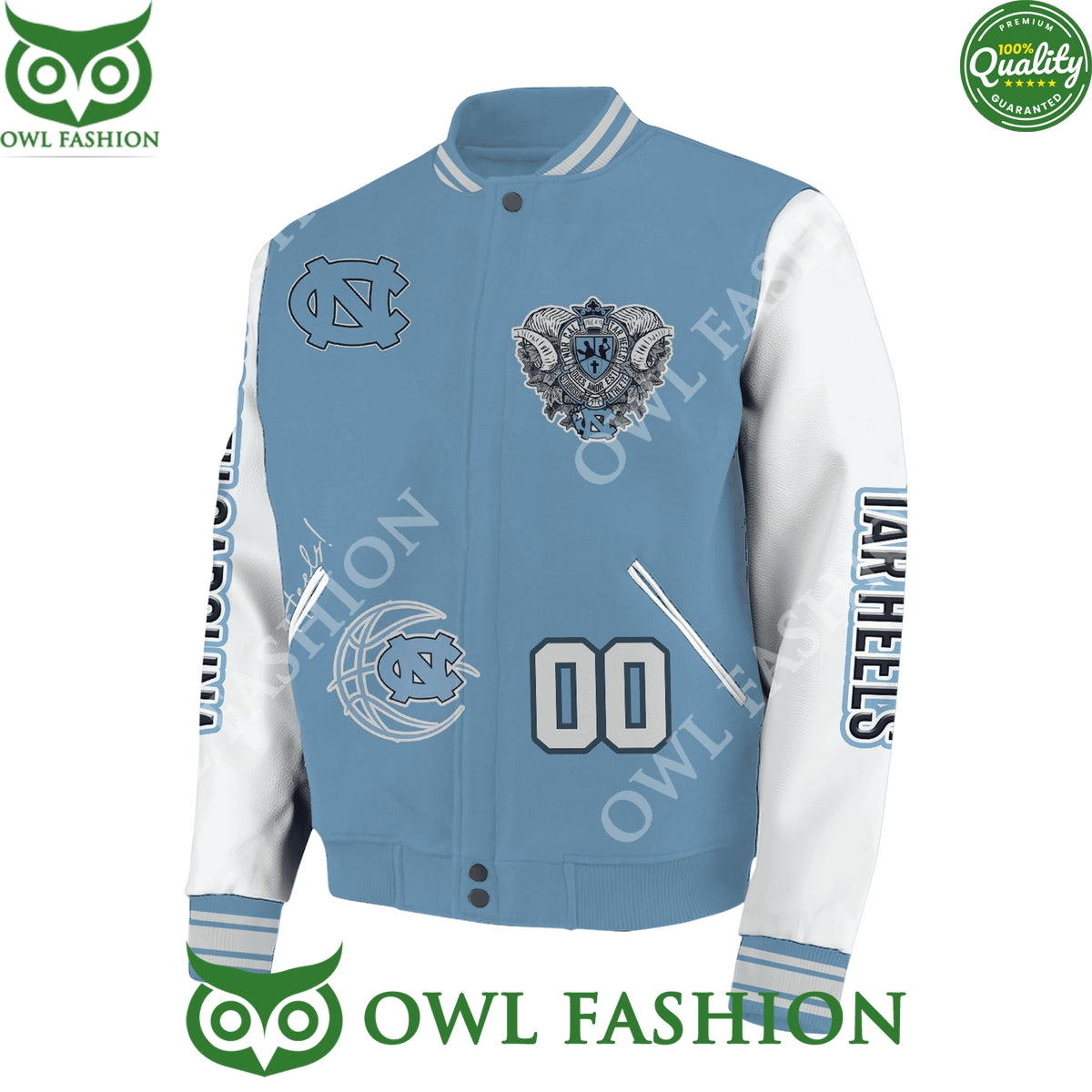 Custom Number NCAA Men’s Basketball Tar Heel Nation Go Heels Baseball Jacket