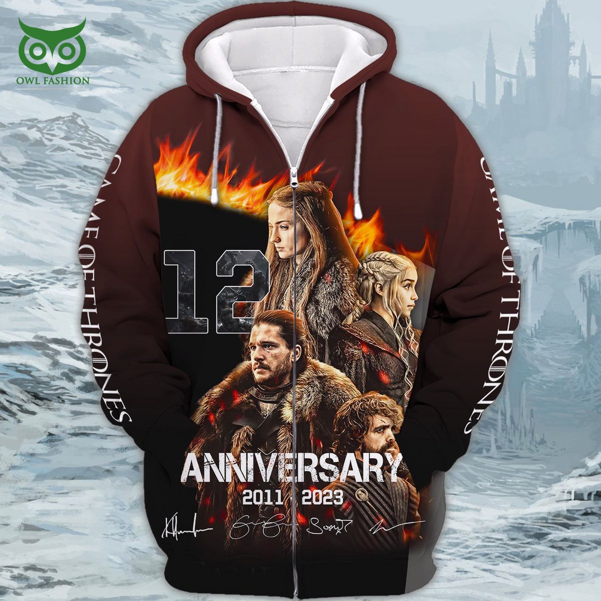 Game of Thrones 12th anniversary 3D Tshirt Zipper Hoodie