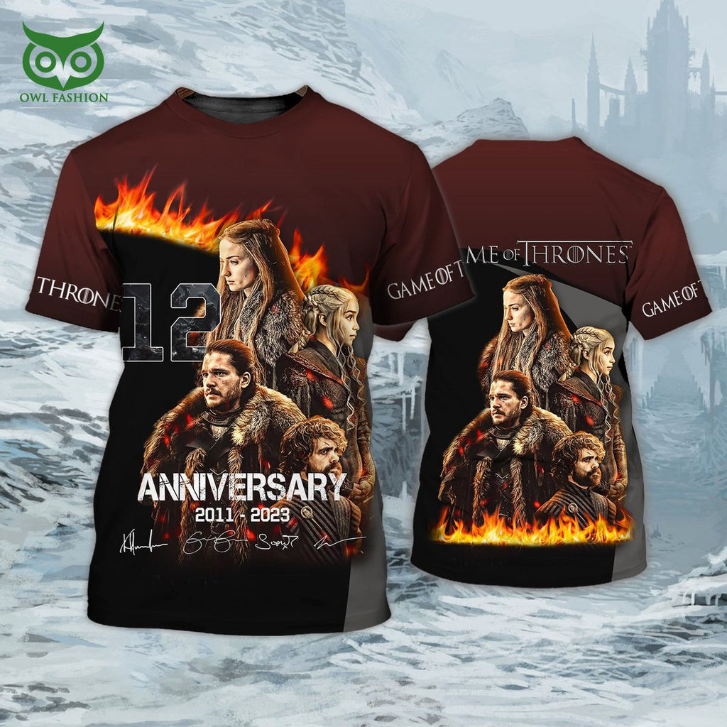 Game of Thrones 12th anniversary 3D Tshirt Zipper Hoodie