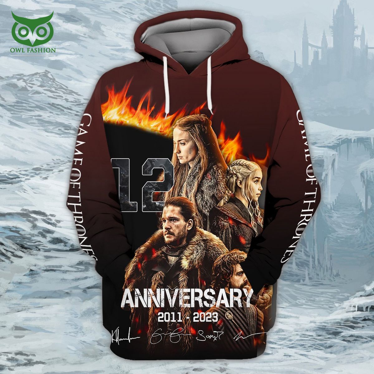 Game of Thrones 12th anniversary 3D Tshirt Zipper Hoodie