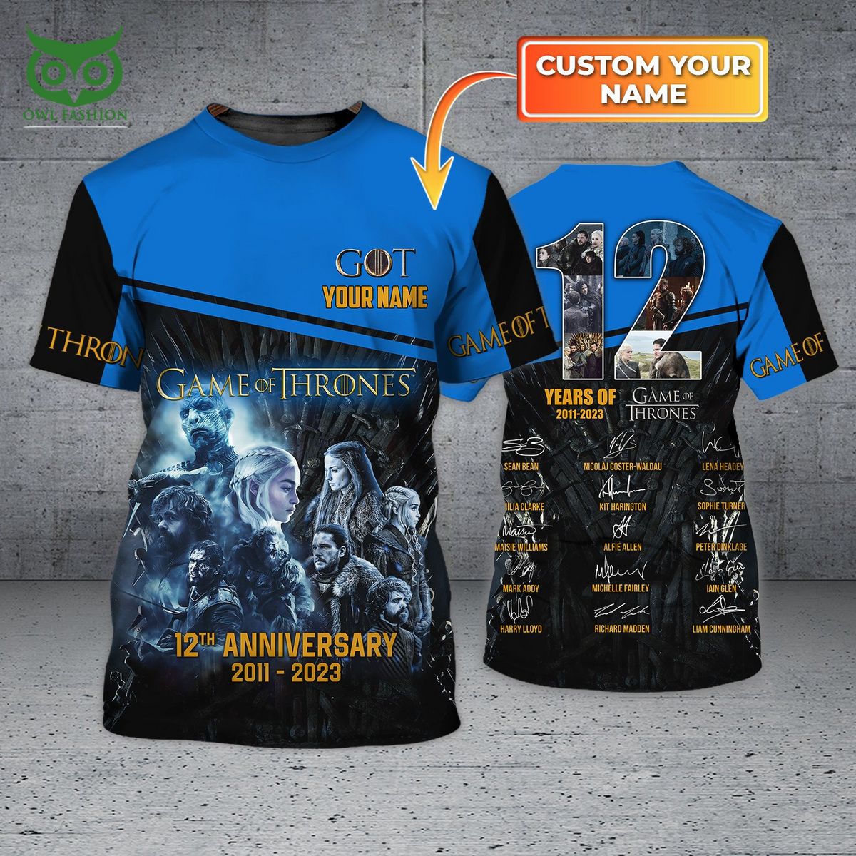 Game of Thrones 12th Anniversary Personalized 3D Tshirt Hoodie Longsleeves