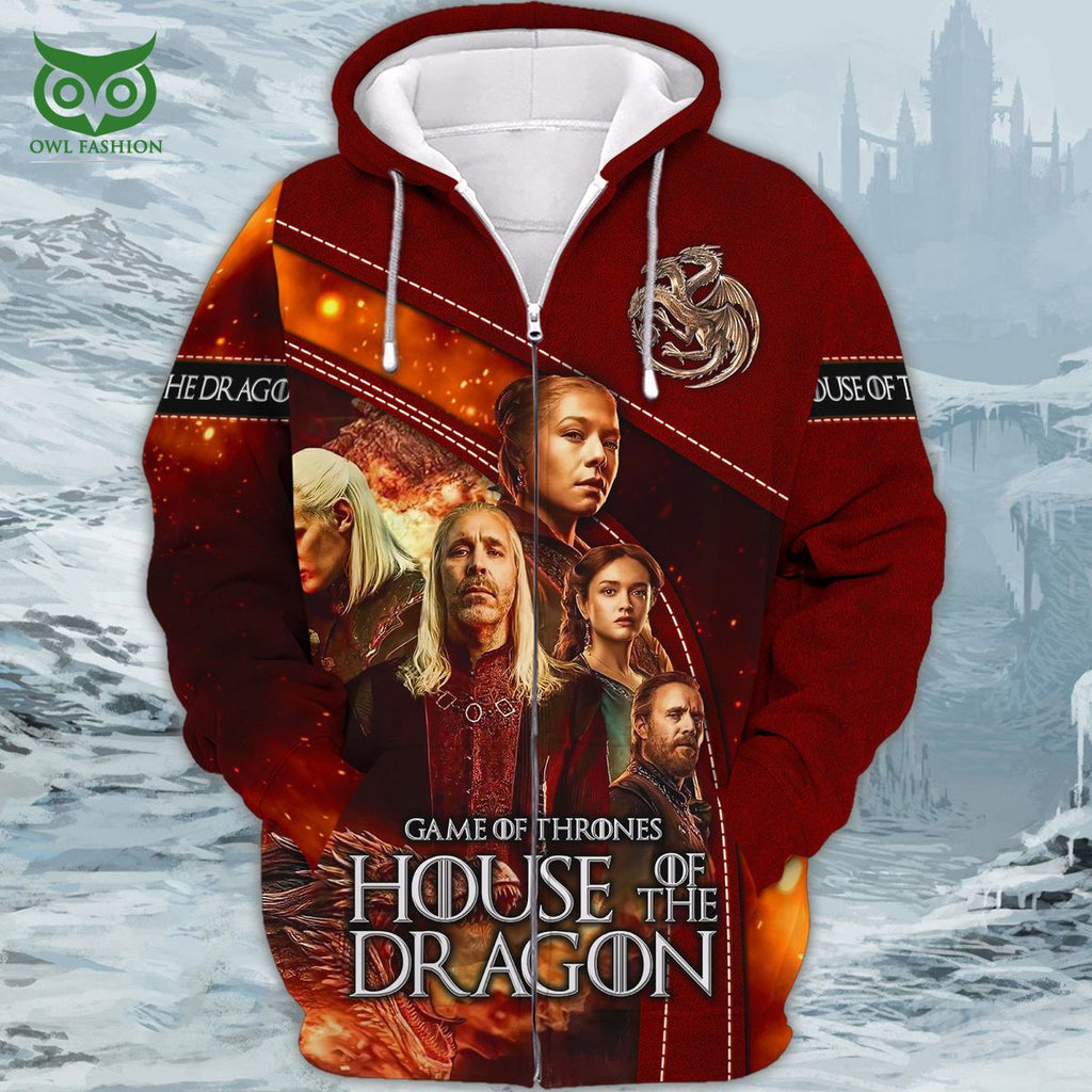 Game Of Thrones House Of The Dragon 3D Zipper Hoodie