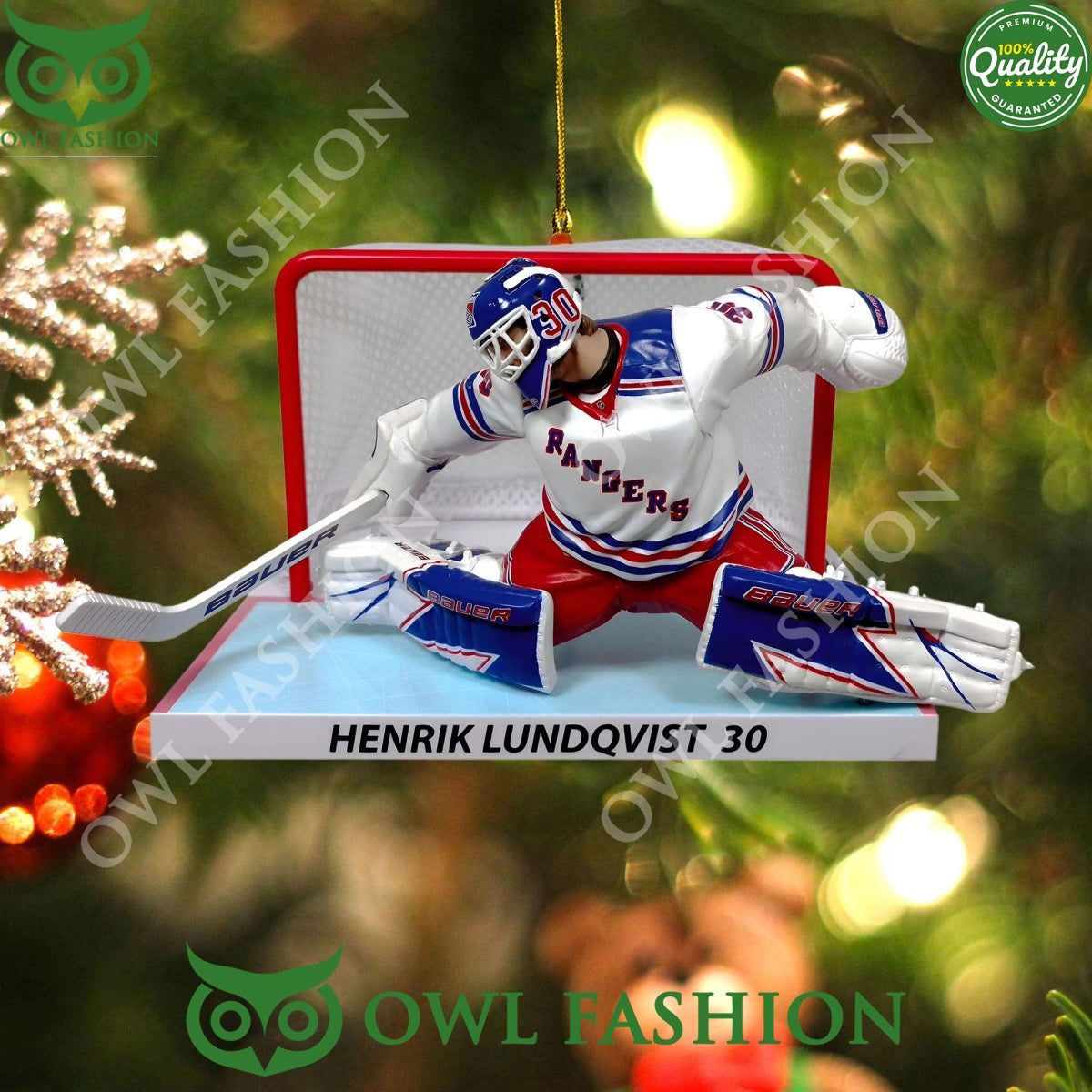 New York Rangers Henrik Lundqvist 30 defence plastic ornament