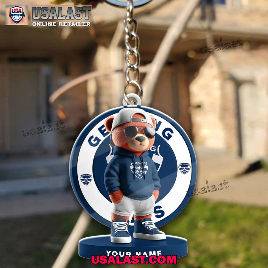 Geelong Cats Football Club Teddy Bear Custom Keychain