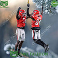Georgia Bulldogs football jump for celebration winners Plastic Ornament