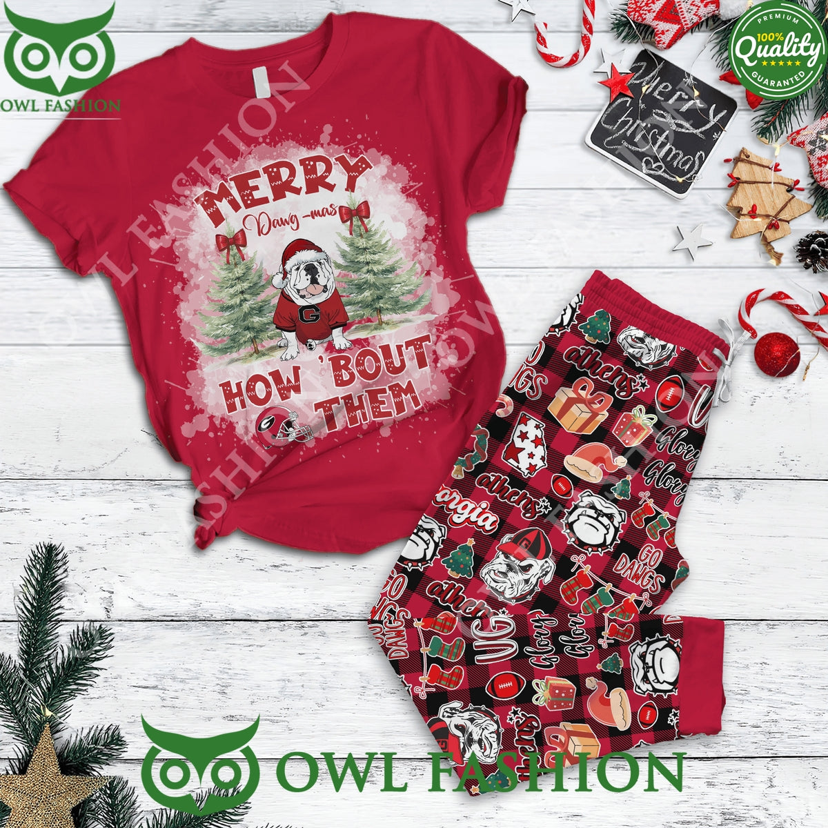 Georgia Bulldogs Merry Dawg-mas How ‘Bout Them Pajamas
