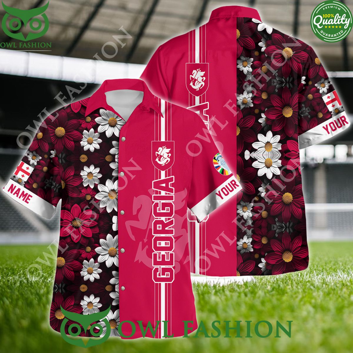 Georgia UEFA Euro Floral Flower Personalized Hawaiian Shirt