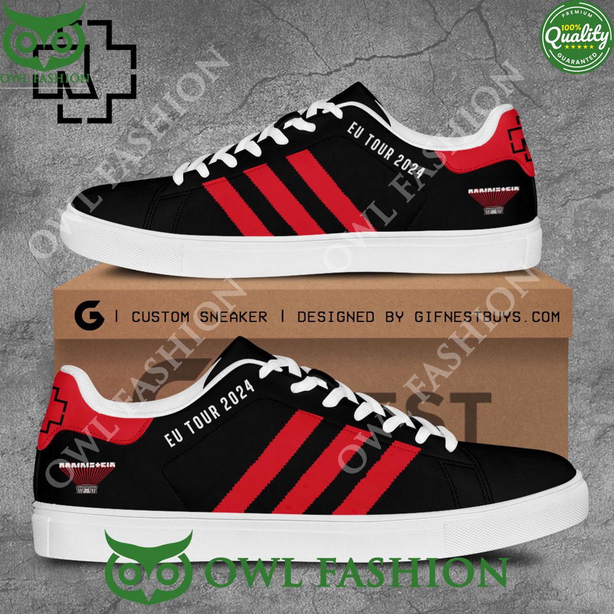 German Neue Deutsche Härte band Rammstein Black Stan Smith Shoes