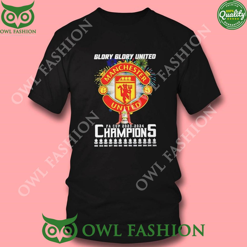 Glory Glory Manchester United Fa Cup 2023 2024 Champions Hoodie Tshirt