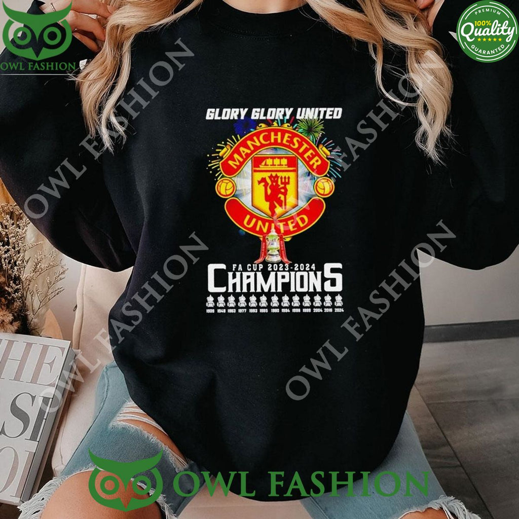Glory Glory Manchester United Fa Cup 2023 2024 Champions Hoodie Tshirt