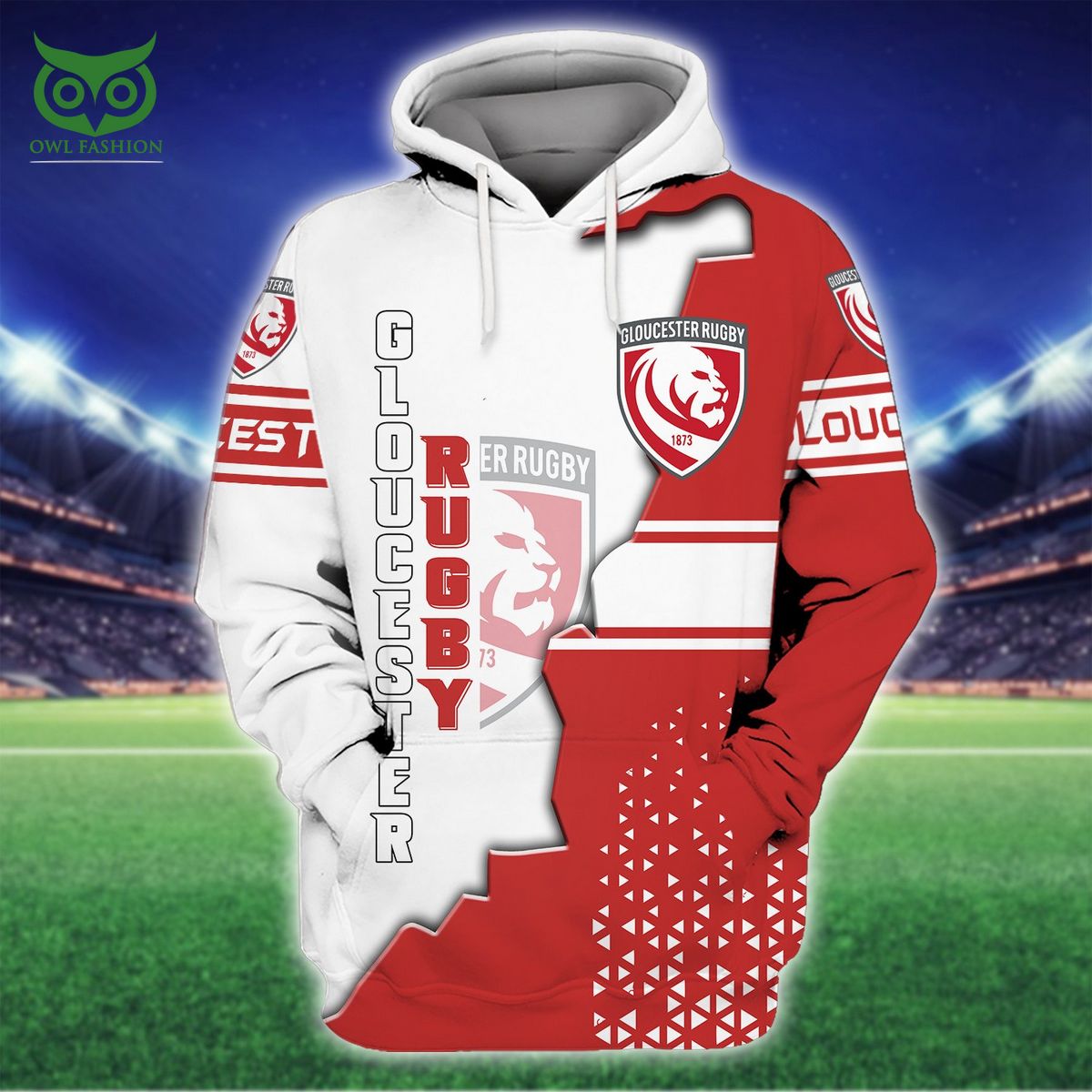 Gloucester Rugby Gallagher Premiership 3D TShirt Hoodie