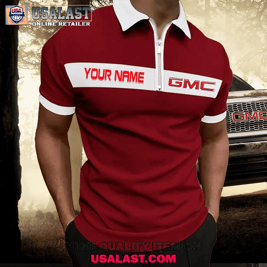 GMC Custom Name Zipper Men Polo