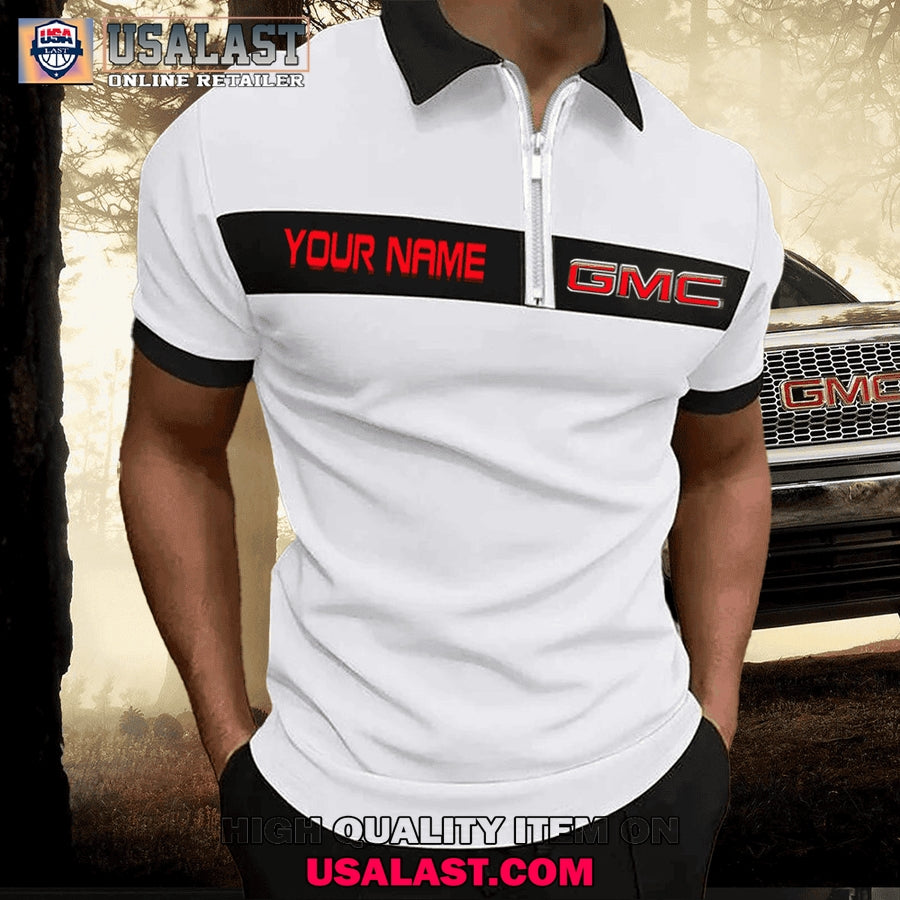 GMC Custom Name Zipper Men Polo
