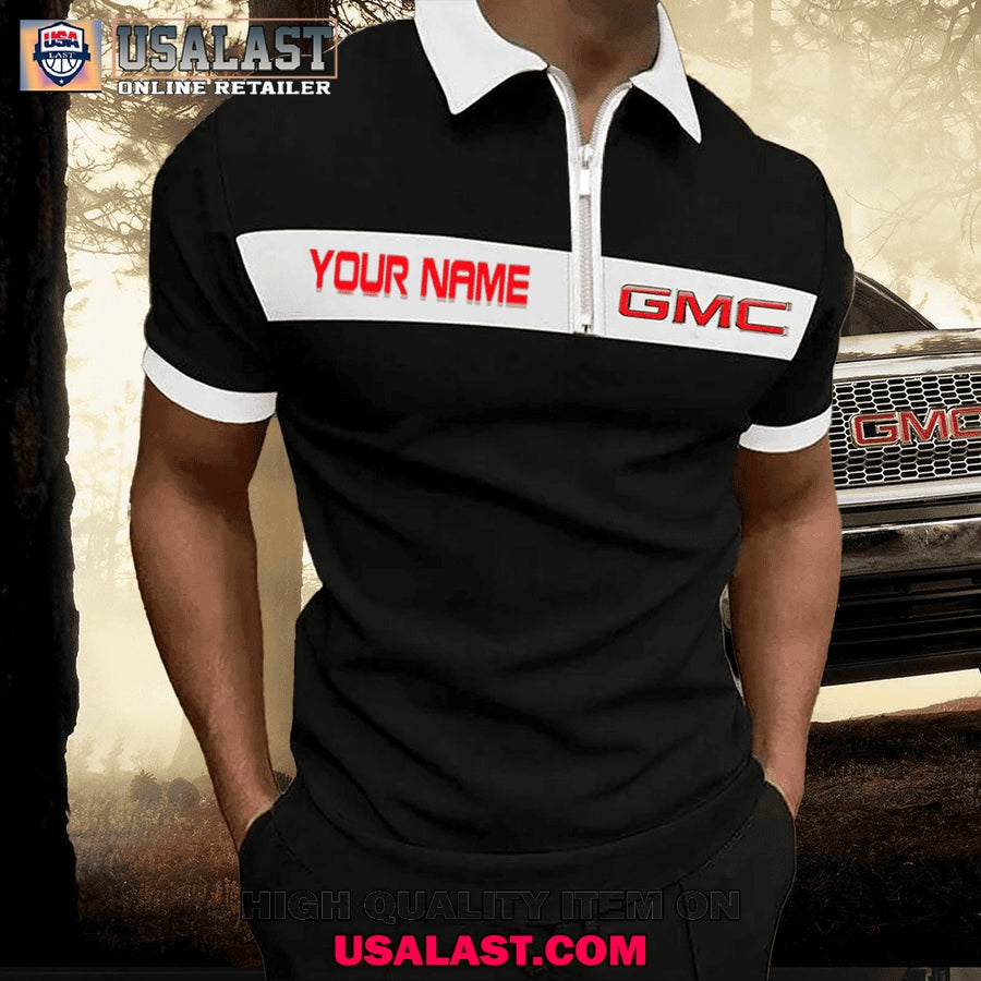 GMC Custom Name Zipper Men Polo