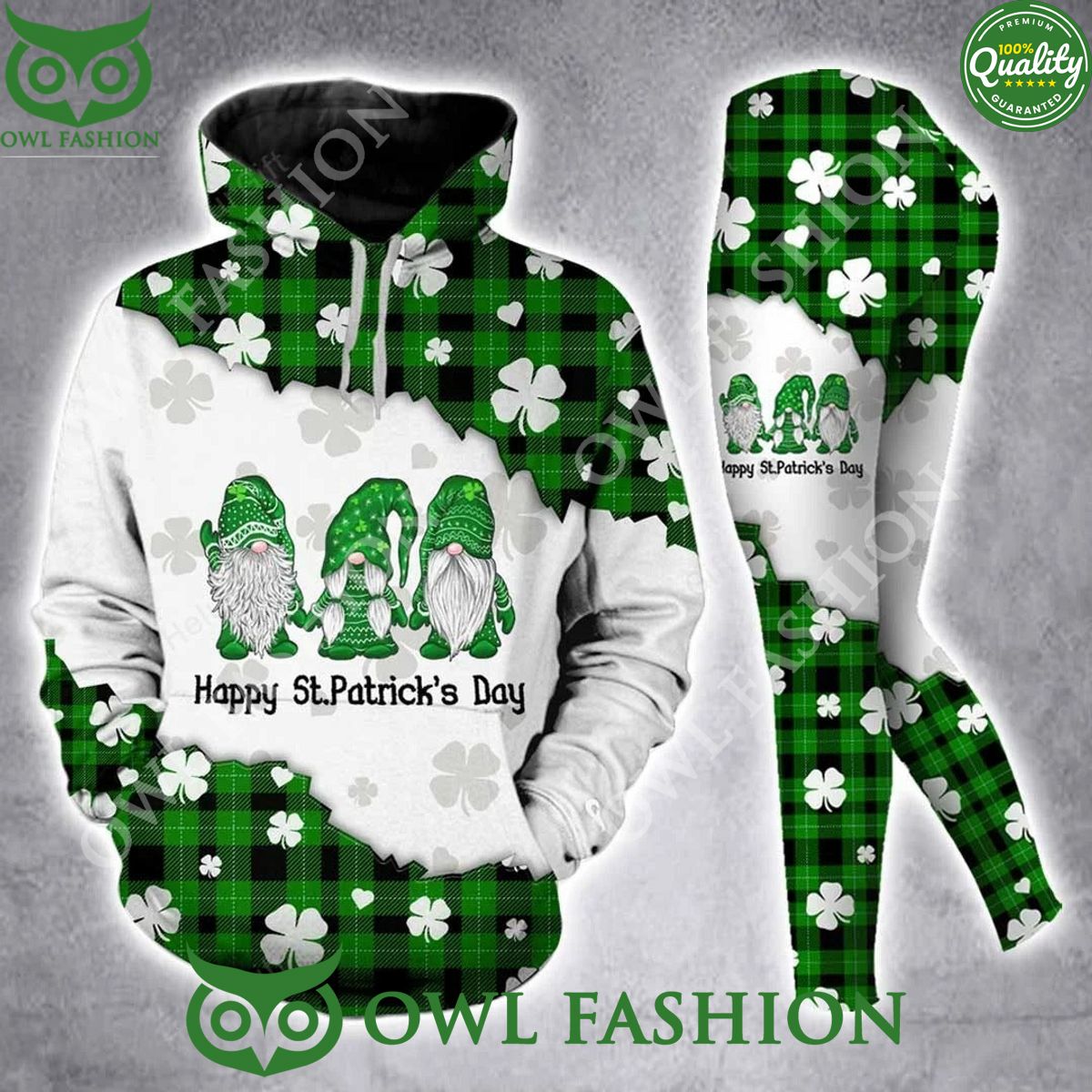 Gnomes St Patrick’s Day Symbols 3D Hoodie and Legging