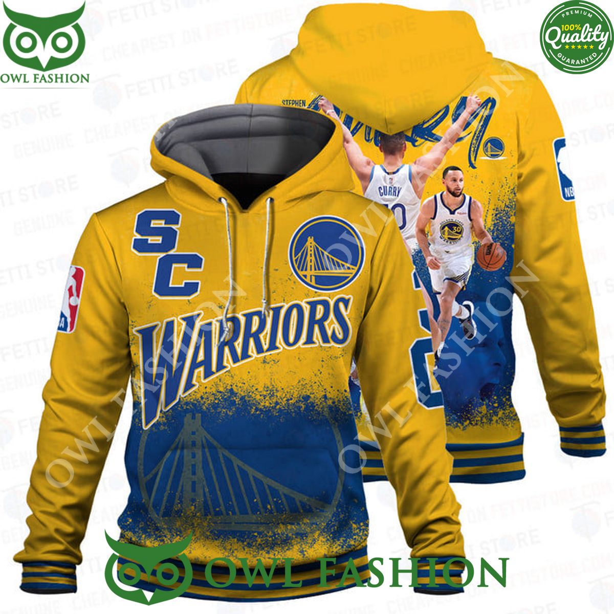 Golden State Warriors NBA Stephen Curry Winner Printed Hoodie