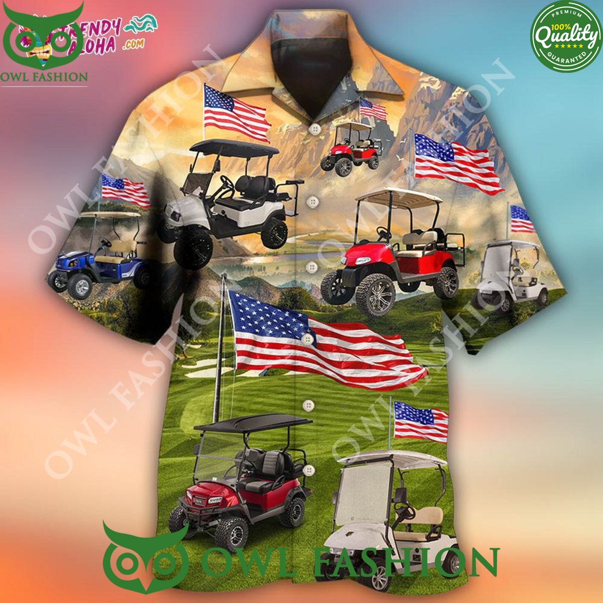 Golf Independence Day Club Car USA Limited Hawaiian Shirt