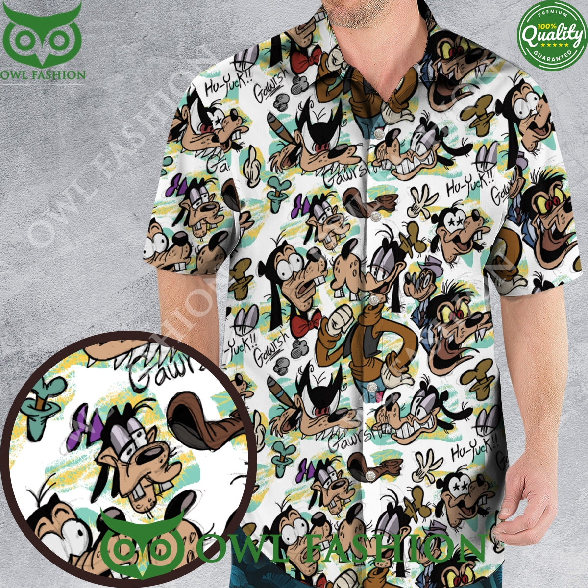 Goofy Cartoon Hu Yuck Faces hawaiian shirt