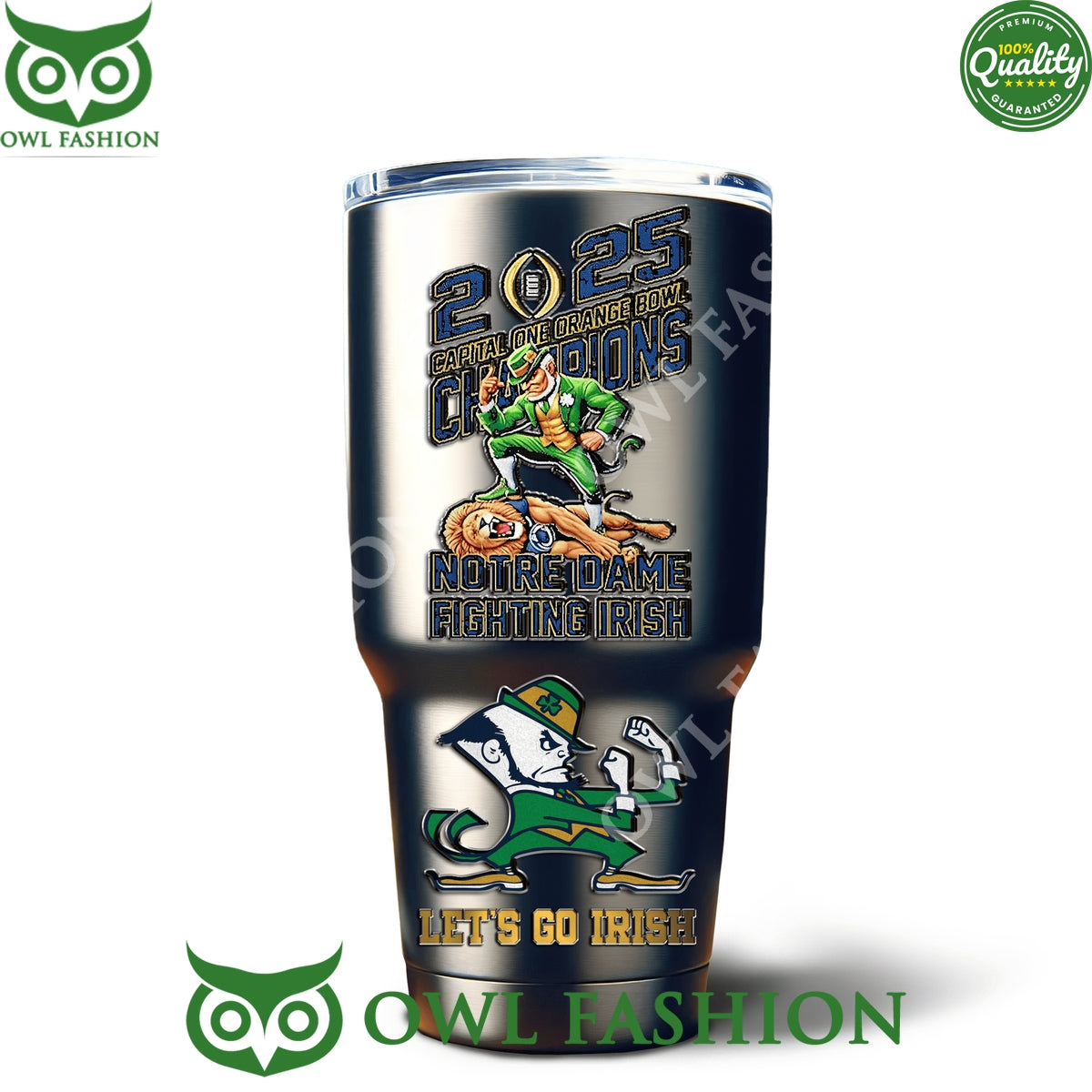 Custom Name Notre Dame Fighting Irish Let’s Go Irish Tumbler Cup