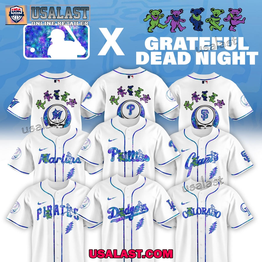 Grateful Dead Bear x MLB All Team Limited Edition Jersey Shirt
