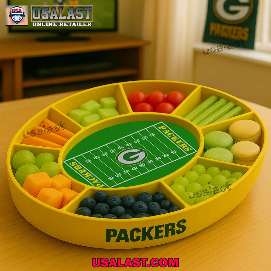 Green Bay Packers Football Party Snack Food Tray, Snack Stadium