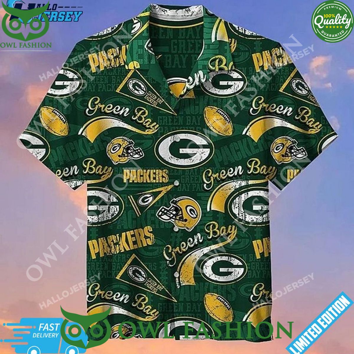 Green Bay Packers Hawaiian Graphic Print Short Sleeve Hawaiian Shirt