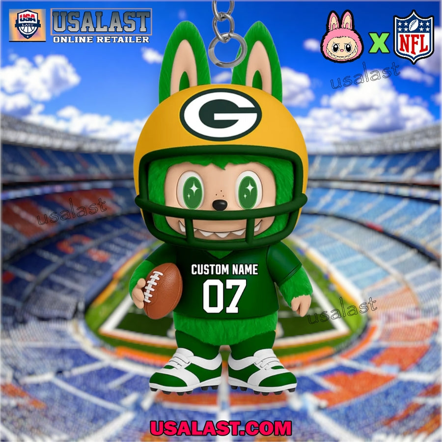 Green Bay Packers x Labubu Monster Custom Acrylic Keychain, Decoration Ornament