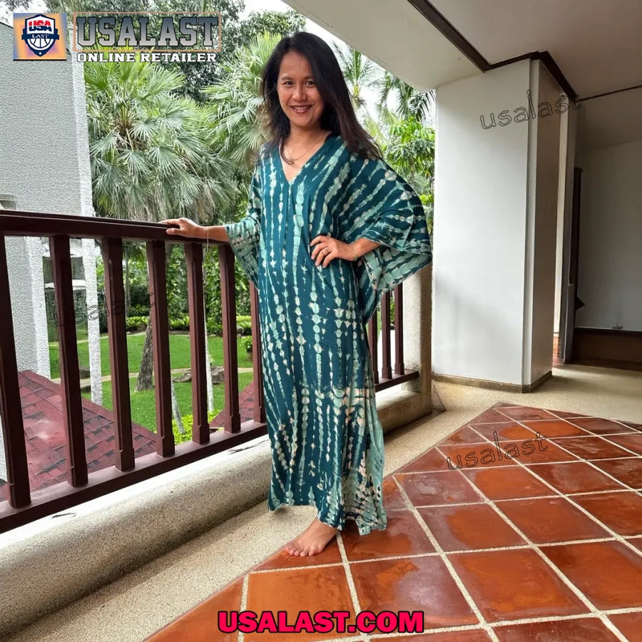 Green Kaftan Dress Womens Clothing, V Neck Dress, Vacation Dress Plus Size Clothing
