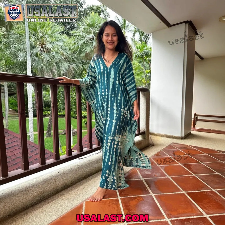 Green Kaftan Dress Womens Clothing, V Neck Dress, Vacation Dress Plus Size Clothing