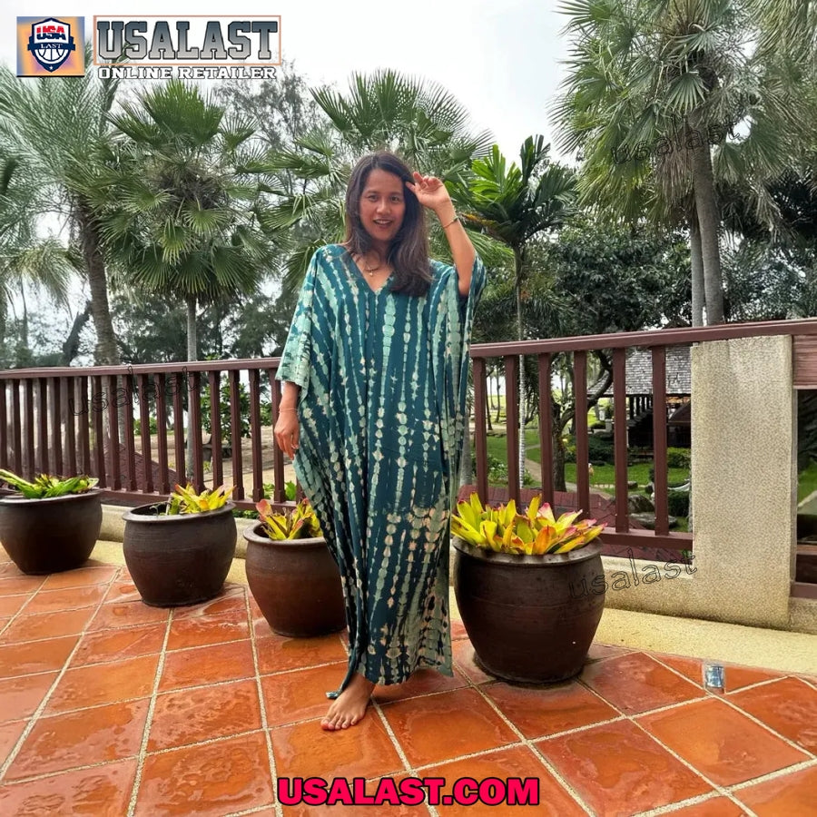 Green Kaftan Dress Womens Clothing, V Neck Dress, Vacation Dress Plus Size Clothing