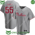 Grey Ranger Suarez Philadelphia Phillies Mens Replica Away Jersey
