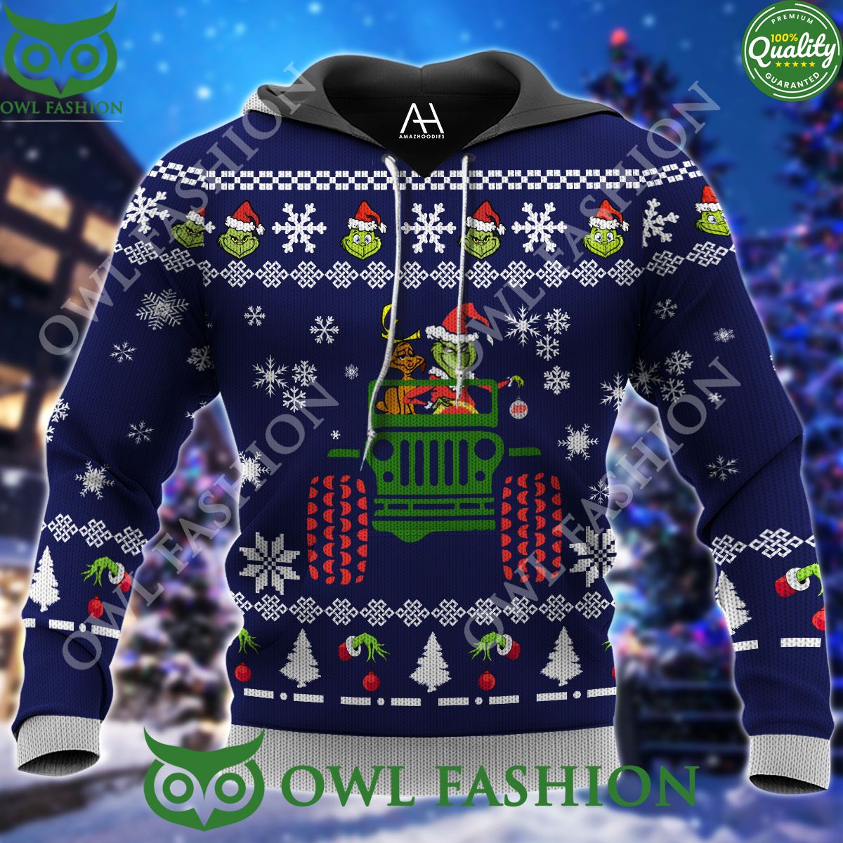Grinch Truck Farmer Ugly Sweaters Premium Ugly Sweater