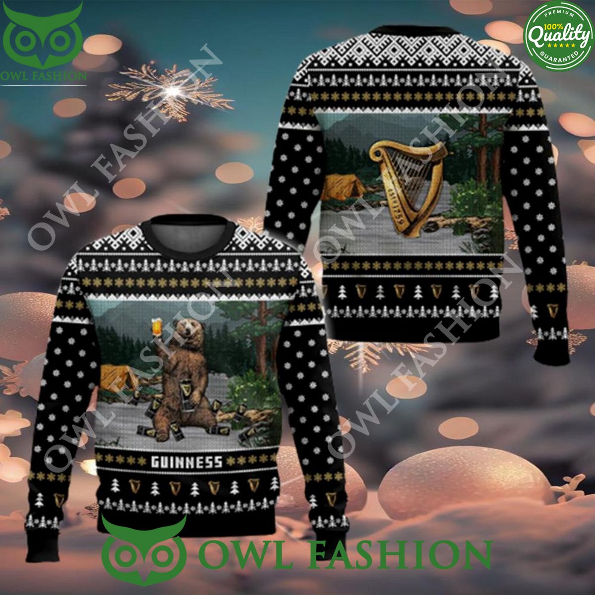 Guinness Bear Logo Christmas Ugly Sweater