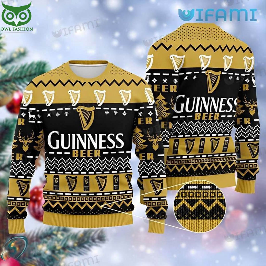 Guinness Ugly Christmas Sweater Logo Pattern Guinness Beer Gift