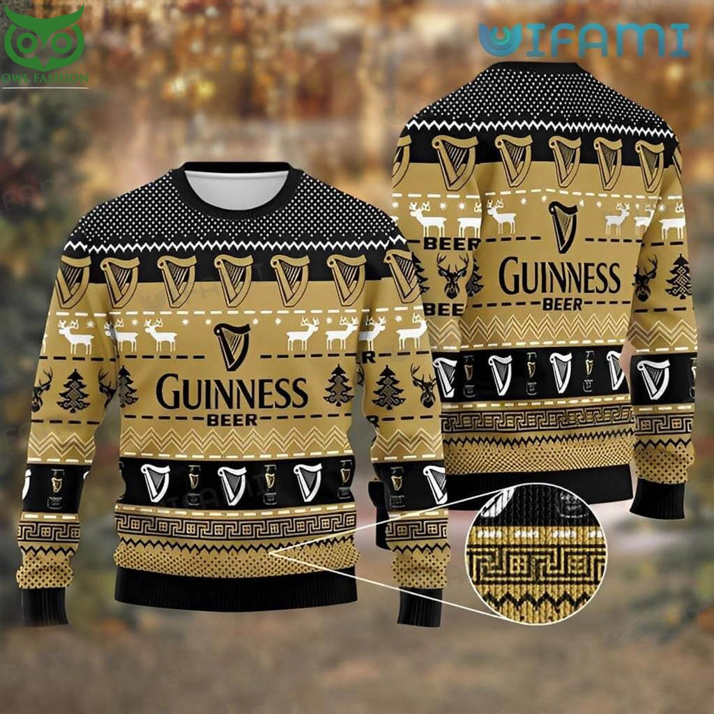 Guinness Ugly Christmas Sweater Logo Pattern Guinness Beer Gift