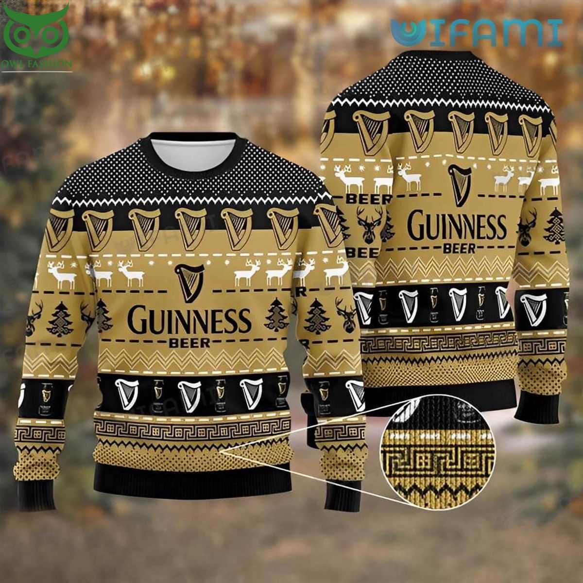 Guinness Ugly Christmas Sweater Logo Pattern Guinness Beer Gift