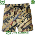 Gun It’s All About Guns Trendy Aloha 3D Summer Hawaiian Shorts